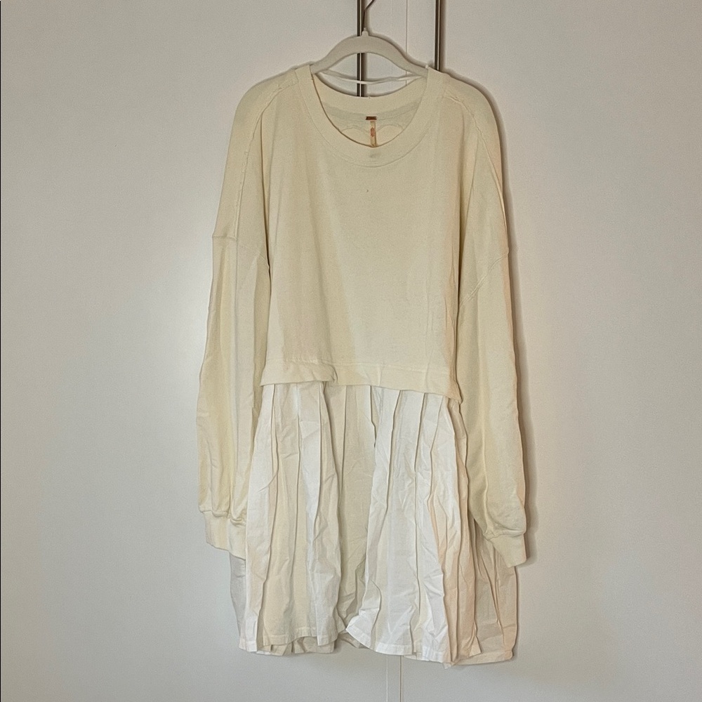 Cream and White Layered Long Sleeve Dress